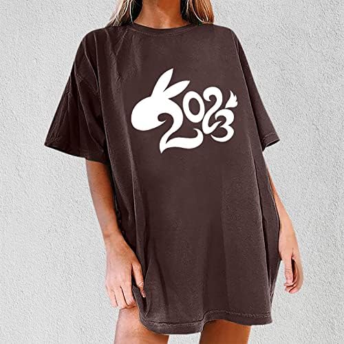Üst T Shirt Bayanlar için Sonbahar Yaz Konfor Renk 2023 Elbise Düzenli Fit Kısa Kollu Ekip Boyun Grafik Rahat Tee BA