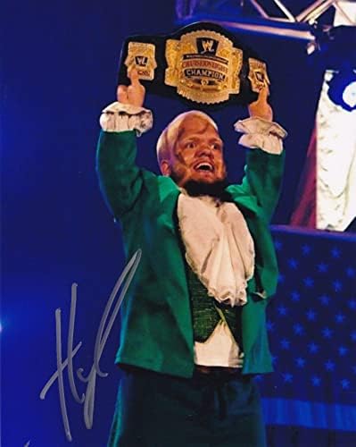 Hornswoggle İmzalı 8x10 Fotoğraf WWE Resmi w/Cruiserweight Şampiyonu Başlık Kemeri - İmzalı Güreş Fotoğrafları