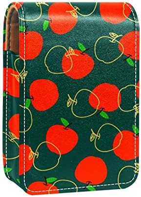 ORYUEKAN Mini Makyaj aynalı çanta, Debriyaj Çanta Deri Ruj Kılıfı, Karikatür Meyve Kırmızı Yeşil Desen Modern