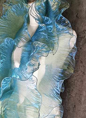 400 İnç Organze Ruffled Kumaş Fırfır Dantel Sınır Dantel Kumaş El Sanatları ve Kek Dekorasyon için, 11 Metre (Degrade Sarı