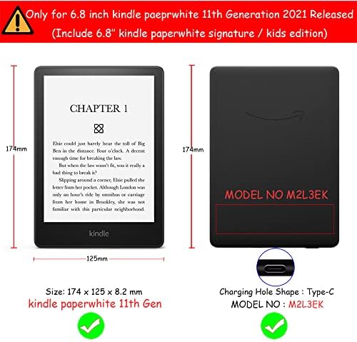 6.8” Kindle Paperwhite 11. Nesil 2021 için Kılıf Standı-Premium Basit Klasik İmza Sürümü Okuyucu, Mavi, Kindle Pa için Otomatik