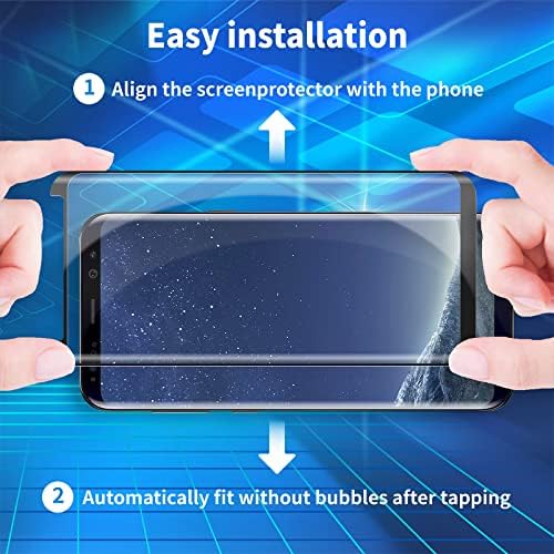 Cnarery[2 Paket] [Tam Kapsama] Ekran Koruyucu için Samsung Galaxy S8, 3D Kavisli/Kolay Kurulum/Vaka Dostu/HD-Kabarcık Ücretsiz