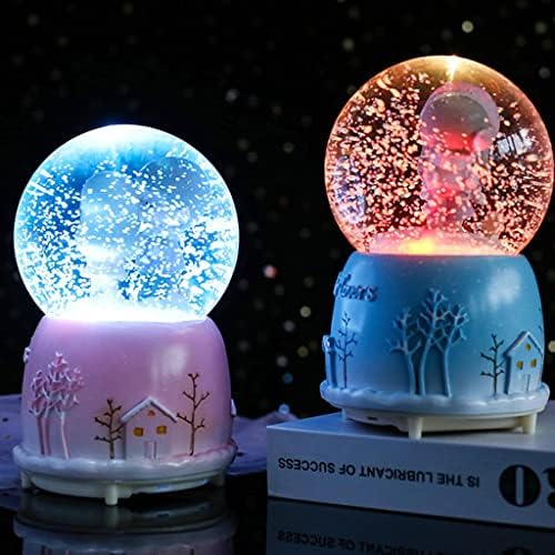 YLYAJY yaratıcı renk ışıkları yüzen kar taneleri beyaz mehtap çift cam kristal top müzik kutusu Tanabata doğum günü hediyesi