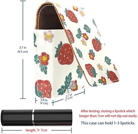 ORYUEKAN Ruj Kılıfı Ayna ile Sevimli Taşınabilir Makyaj Çantası kozmetik torbası, Karikatür Meyve Çilek Kırmızı Çiçek Güzel