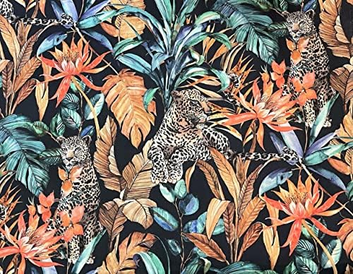 Leopar Pamuklu Kumaş Metre Turuncu Baskı Orman Hayvanları Dikiş Malzemesi Çiçek Tuval Mavi Tekstil Döşeme Yastıklar Perdeler