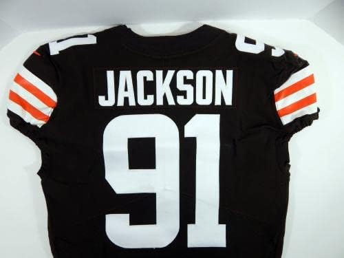 2021 Cleveland Browns Joe Jackson 91 Oyun Kullanılmış Kahverengi Forma 44 DP23423-İmzasız NFL Oyun Kullanılmış Formalar