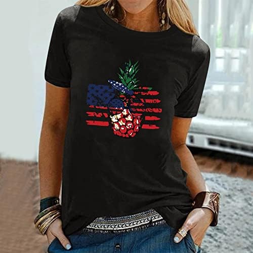 Napoo Bayan Amerikan Bayrakları Temel Üst Moda Yaz Pamuk Tshirt Açık Parti Kulübü Gömlek Gevşek Kesim Kısa Kollu bluz