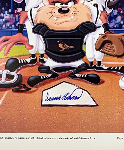 Frank Robinson İmzalı Looney Tunes Posteri (Baltimore Orioles) LSM COA