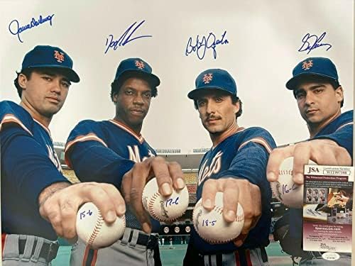 GOODEN / SEVGİLİM/OJEDA / FERNANDEZ NEW YORK METS 1986 JSA İMZALI 16x20 İmzalı MLB Fotoğrafları