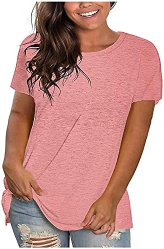 Büyük boy T Shirt Kadınlar için Moda Üstleri Katı Artı Boyutu T Shirt O-Boyun bol kısa kollu t-shirt Rahat Şık Bluzlar