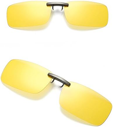 2023 Yeni Ayrılabilir Gece Lens Sürüş Metal Polarize Klip Gözlük Güneş Gözlüğü Mesafe Gözlükleri (Sarı, Bir Boyut)