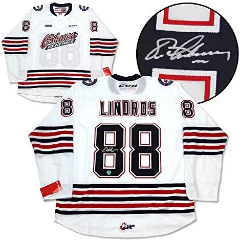 Eric Lindros Oshawa Generalleri İmzalı Beyaz CHL CCM Forması-İmzalı NHL Formaları
