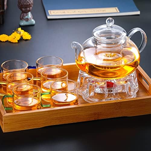 Çıkarılabilir demlikli YARNOW Kahve şeffaf çaydanlık, demlikli çay seti cam çaydanlık, çıkarılabilir espresso bardaklı set