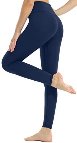 VOEONS Yoga Pantolon Kadınlar ıçin Katı Renk Yüksek Waisted Egzersiz Tayt Cepler ıle