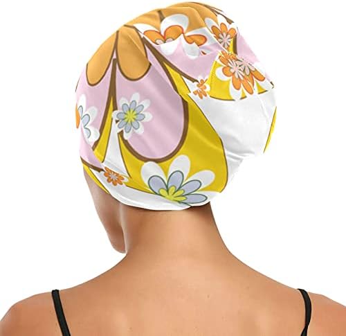 Bir Tohum İş Kap Uyku Şapka Bonnet Beanies Çiçek Çiçekler Sarı Turuncu Kadınlar için Saç Şapkalar Gece Şal