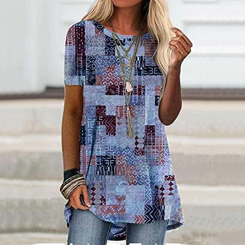 Bayan Yaz Üstleri Grafik Baskı T Shirt Rahat Kısa Kollu moda T-Shirt Gevşek Bluz Uzun Üstleri giymek Tayt ile