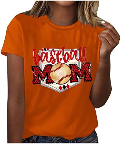 Beyzbol Anne Gömlek Kadınlar için 2023 Yaz Üstleri Düzenli Fit Ekip Boyun T-Shirt Bayanlar Komik Mektup Grafik Tees Bluzlar